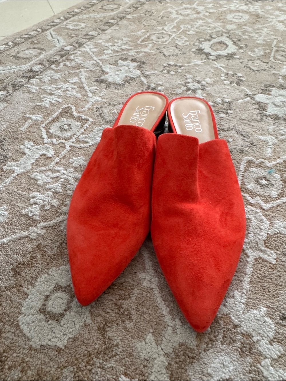 Franco Sarto Red Suede Pointed Mule Slides